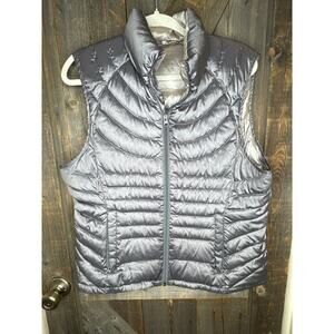 Bernardo Women's Large Gray Shiny Goose Down Vest Full Zip